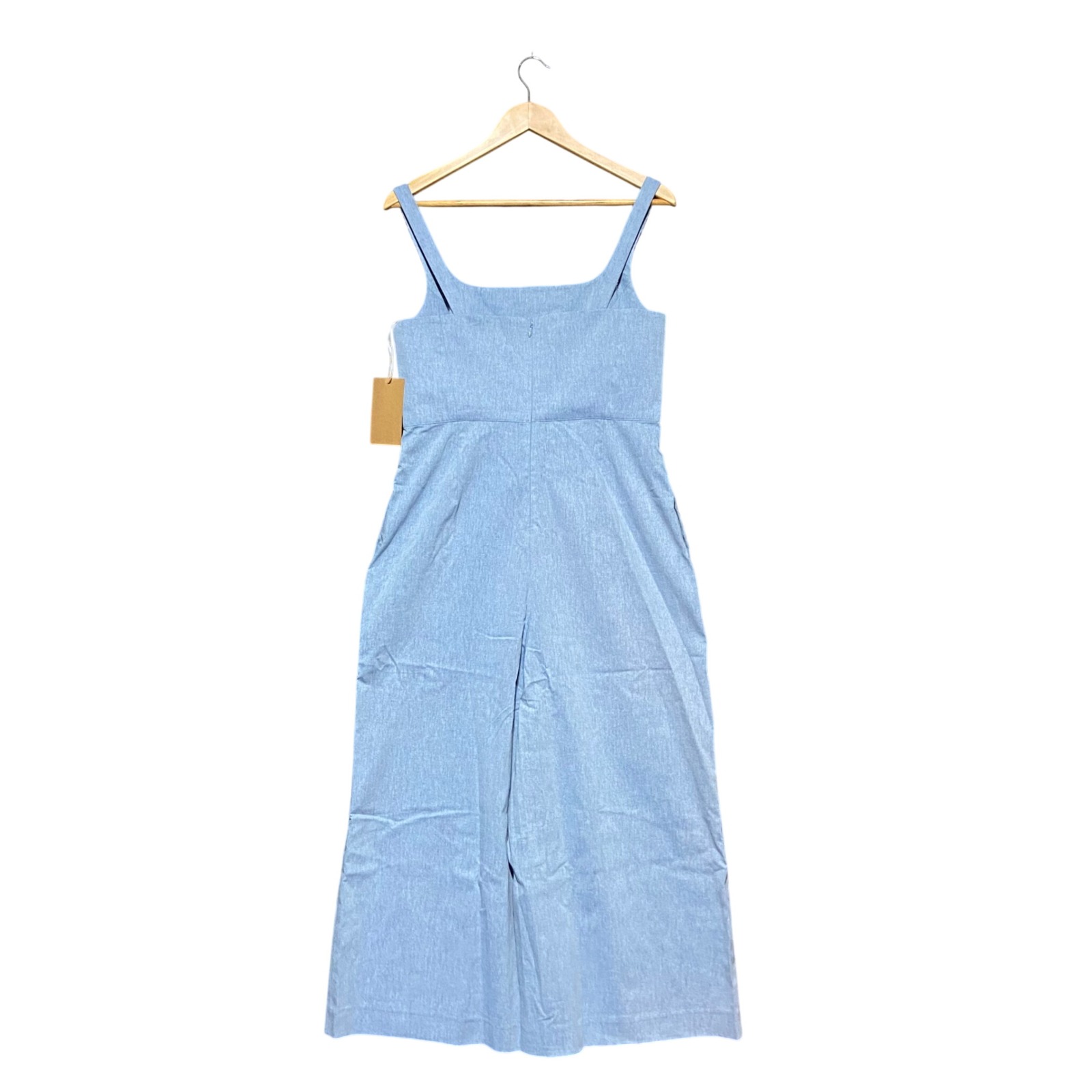 Soludos Light Blue Chambray Wide Leg Jumpsuit Square Neck Nwt Womens L Usa — image 2 of 8